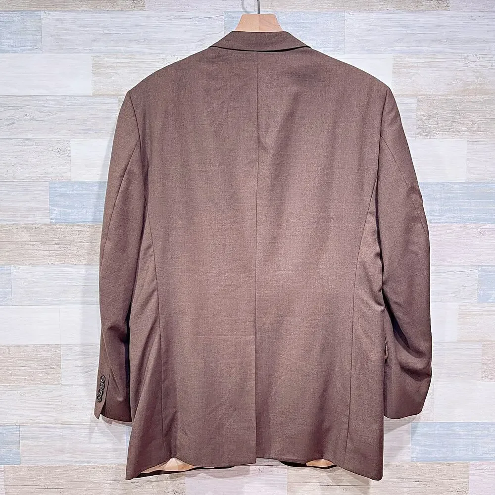 Jos A Bank Wool 2 Piece Suit Brown 2 Button Mens 43L Jacket 37L Pleated Pants